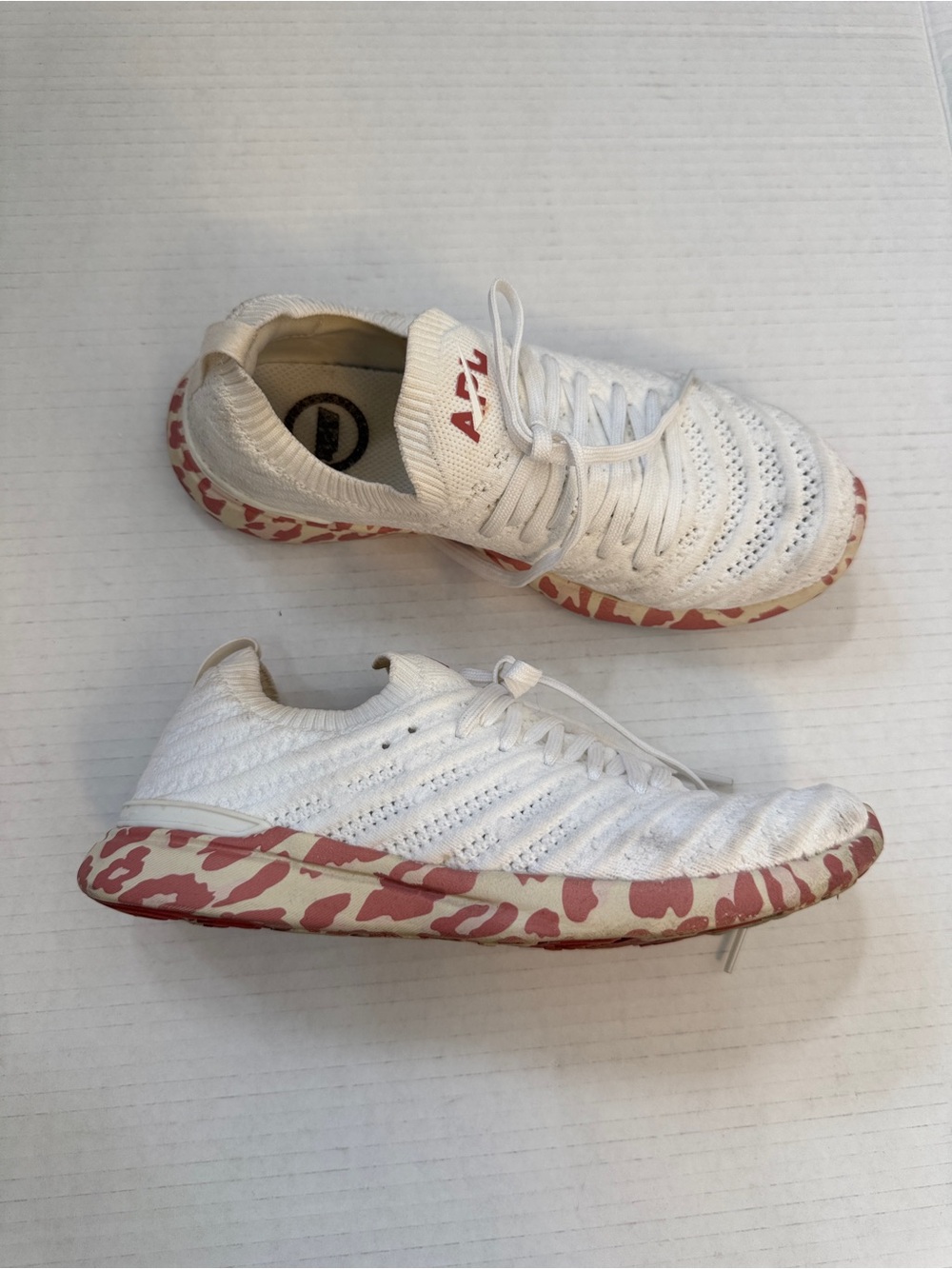 APL White Techloom Wave Leopard Running Sneakers Womens 5.5 Athletic Casual Shoe - Picture 10 of 11